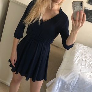 Lush Navy Blue V-Neck Mini Formal Dress